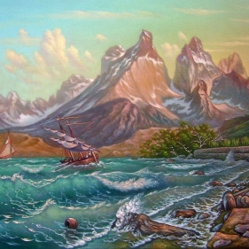 Painting for sale online - Off the distant shores of Argentina