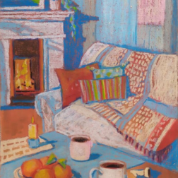 Painting for sale online - Still life with a fireplace