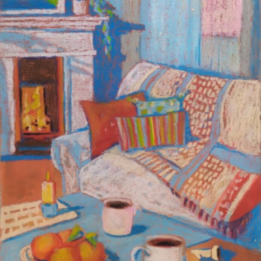 Painting for sale online - Still life with a fireplace