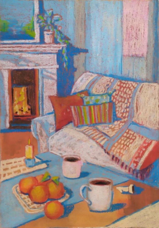 Painting for sale online - Still life with a fireplace