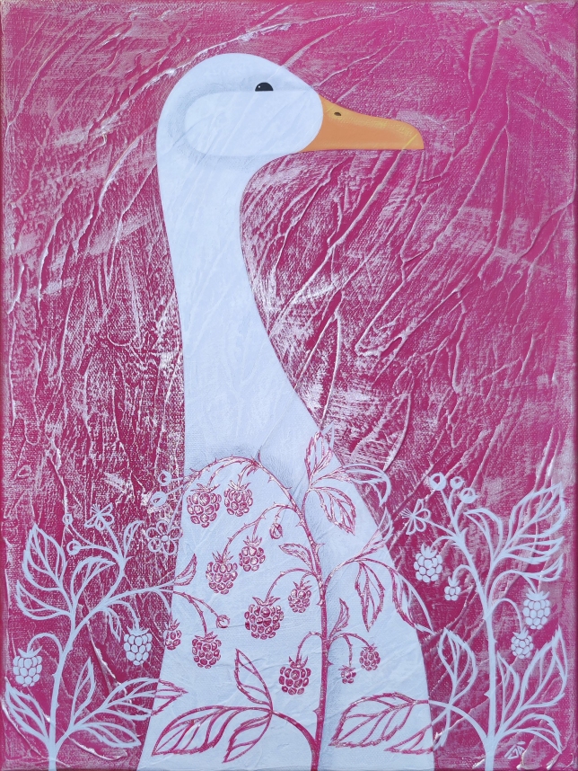 Painting for sale online - Goose in raspberries