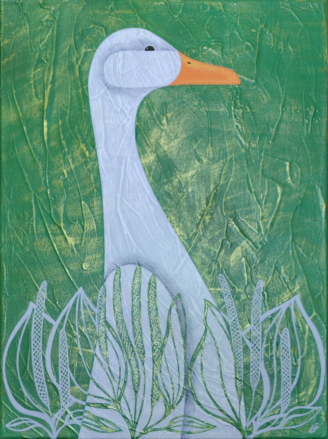 Painting for sale online - Goose in the plantain