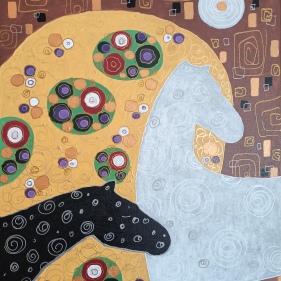 Painting for sale online - Horses, white and black