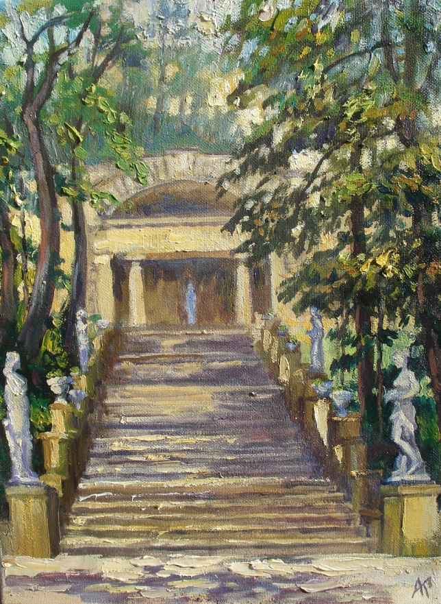 Painting for sale online - Stairs in the park