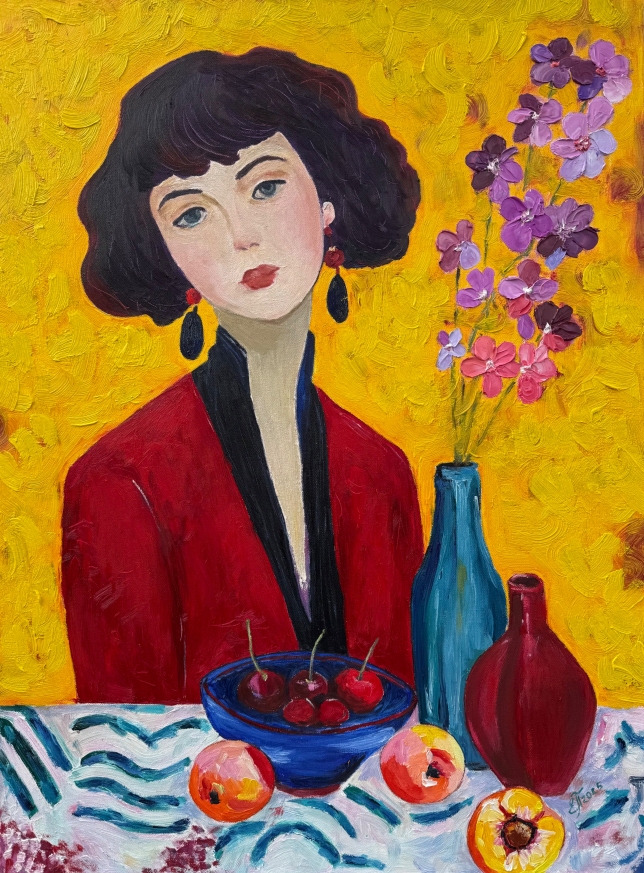 Painting for sale online - Girl with Peaches