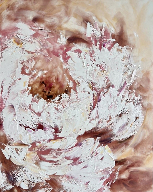 Painting for sale online - Gorgeous snow-white peony