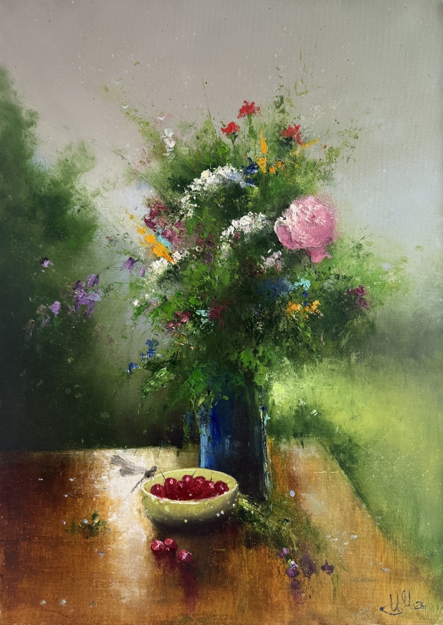 Painting for sale online - Still life with cherries