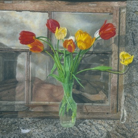 Painting for sale online - Tulips on the window