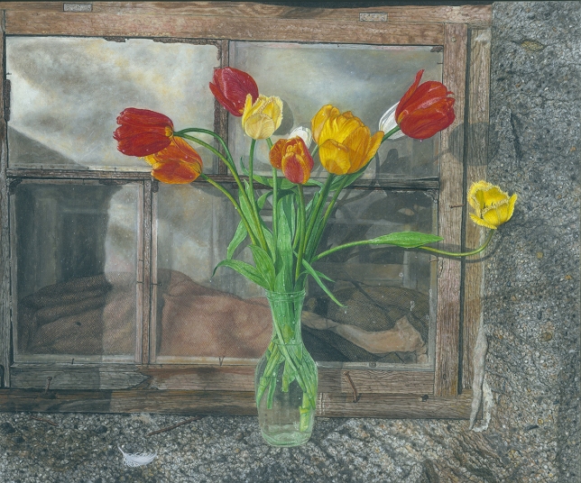 Painting for sale online - Tulips on the window