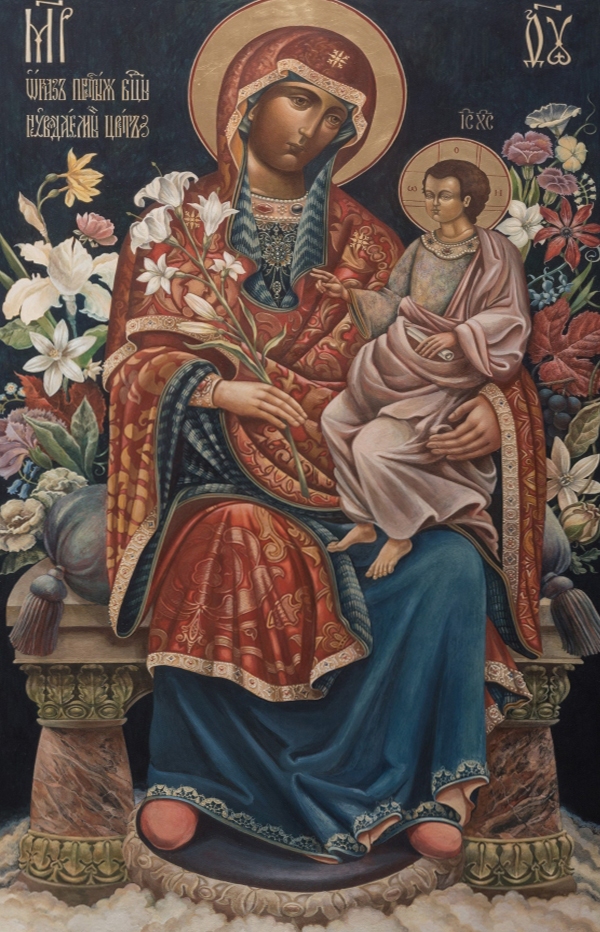 Painting for sale online - Icon of Virgin Mary Unfading Flower 