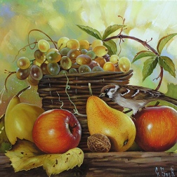 Painting for sale online - Autumn still life with grapes
