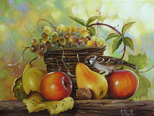 Painting for sale online - Autumn still life with grapes