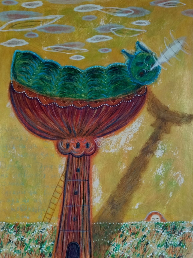 Painting for sale online - The Blue Caterpillar