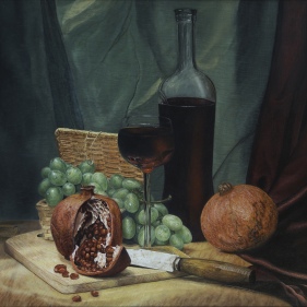Painting for sale online - Still life with pomegranates and wine