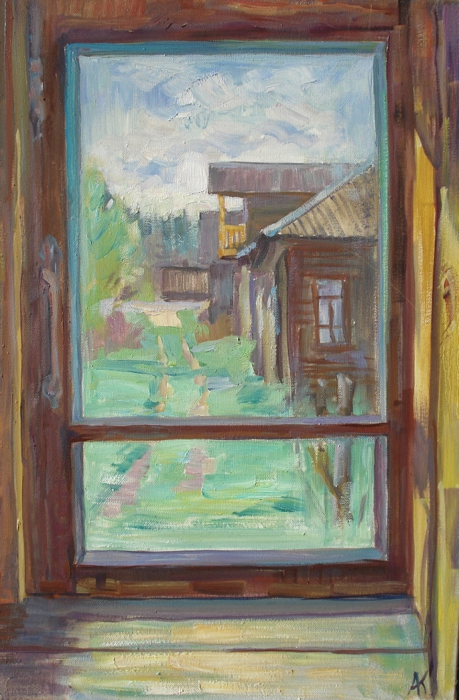 Painting for sale online - View from the window in Gubarevo