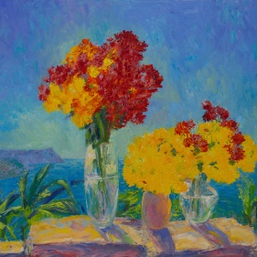 Painting for sale online - Flowers against a Southern Landscape