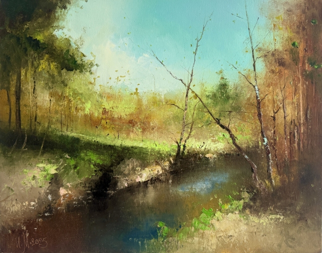 Painting for sale online - Timid green of April