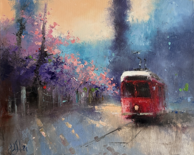 Painting for sale online - Summer tram