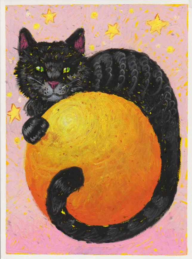 Painting for sale online - Black Cat Holds The Sun