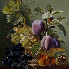 Painting for sale online - Still life with plums and chestnuts