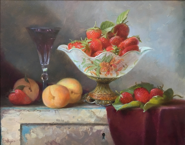 Painting for sale online - Strawberries in a porcelain vase