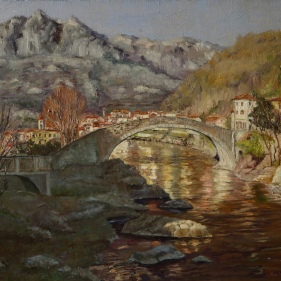 Painting for sale online - The ancient bridge of Val Camonica
