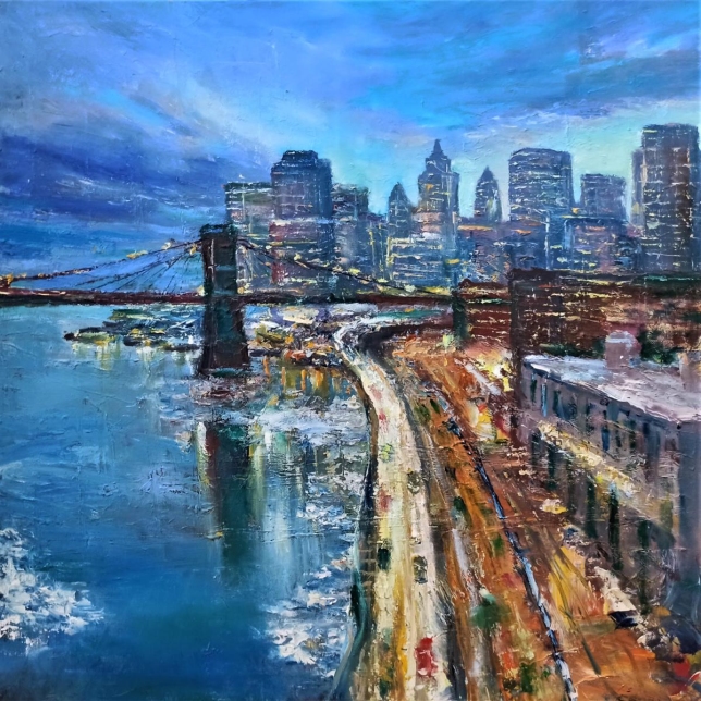 Painting for sale online - Brooklyn in winter