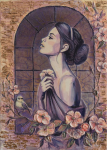 Painting for sale online - Girl with a birdie