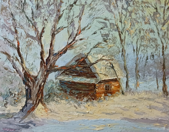 Painting for sale online - Hunting lodge in the forest