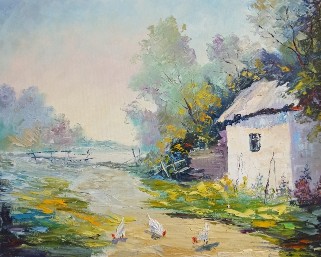 Painting for sale online - Village courtyard