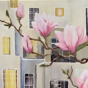 Painting for sale online - Magnolia in the City 