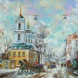 Painting for sale online - Winter day. View of St. Martin's Cathedral