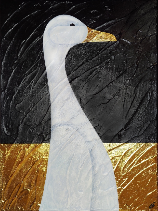 Painting for sale online - Goose in a golden field of wheat