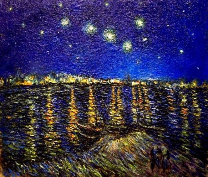 Painting for sale online - Starry Night Over the Rhone. Free copy of Van Gogh's painting
