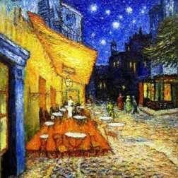 Painting for sale online - Cafe Terrace at Night. Van Gogh (free copy)
