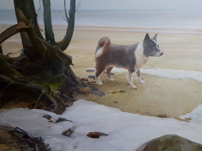 Painting for sale online - Stone, tree, dog
