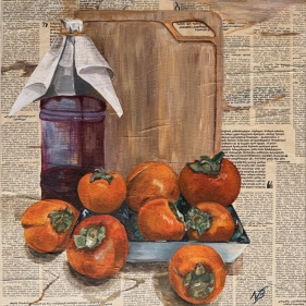 Painting for sale online - Persimmons and Georgian Wine