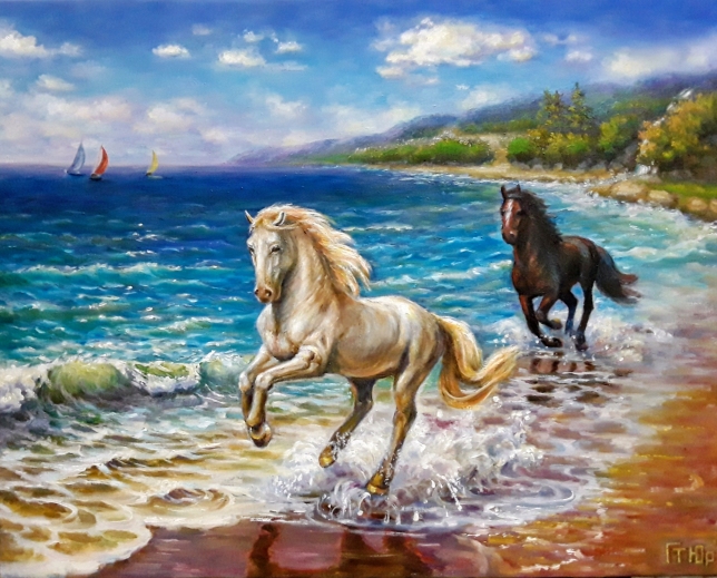 Painting for sale online - The White Horse and the Black