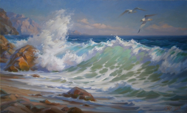 Painting for sale online - Waves off the Crimean coast