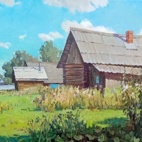 Painting for sale online - The backyards of the village of Vasilevo