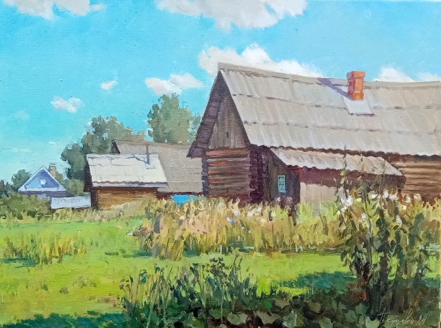 Painting for sale online - The backyards of the village of Vasilevo