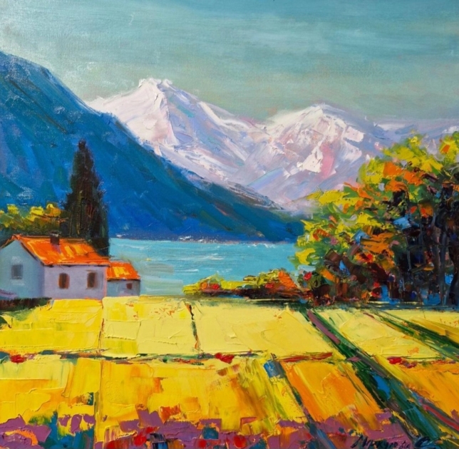 Painting for sale online - Mountain houses