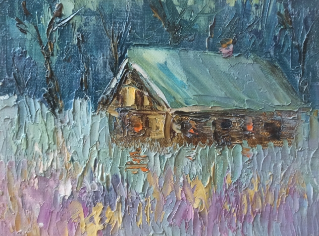 Painting for sale online - Winter in the village