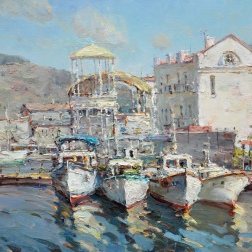 Painting for sale online - Balaklava. Boat station