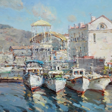 Painting for sale online - Balaklava. Boat station