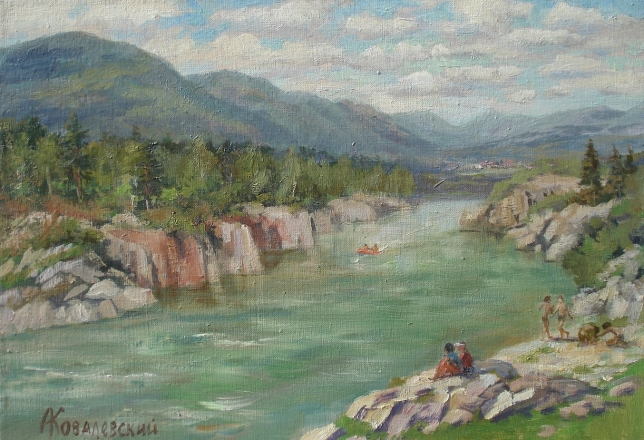 Painting for sale online - Banks of the Katun in Chemal