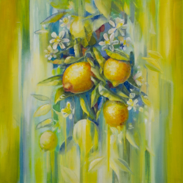 Painting for sale online - Lemons and flowers