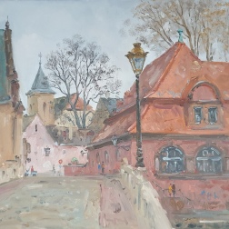 Painting for sale online - Strasbourg. Saint Martin's Bridge.