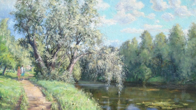 Painting for sale online - Summer day, Silver-Grape Pond