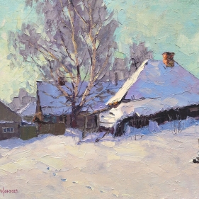 Painting for sale online - Winter in the village